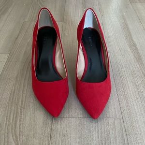 Red suede heels
